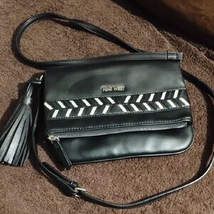 Nine West Black and White Crossbody Bag with Tassel